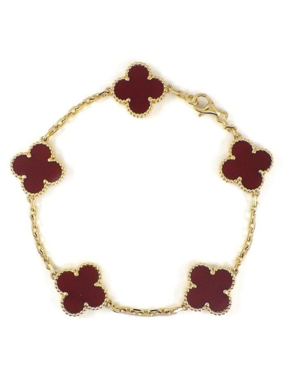 Van Cleef & Arpels Bracelet Vintage Alhambra 5 Motifs Carnelian 18K Yellow Gold